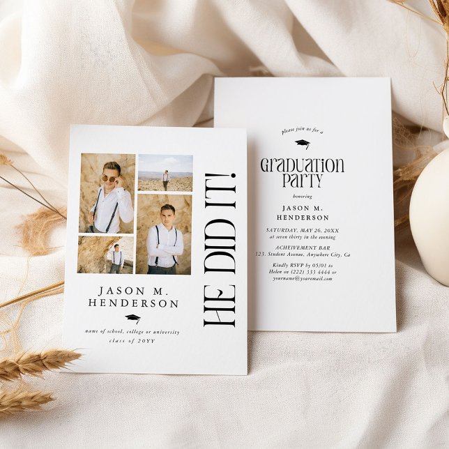 Minimal Photo Collage Graduation Party Invitation (Creator Uploaded)