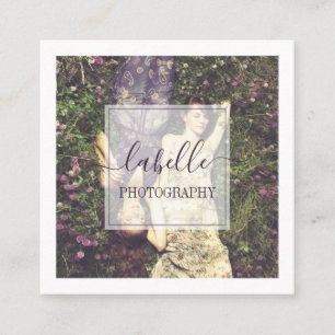 Minimal Photo Frame & Elegant Script Square Business Card