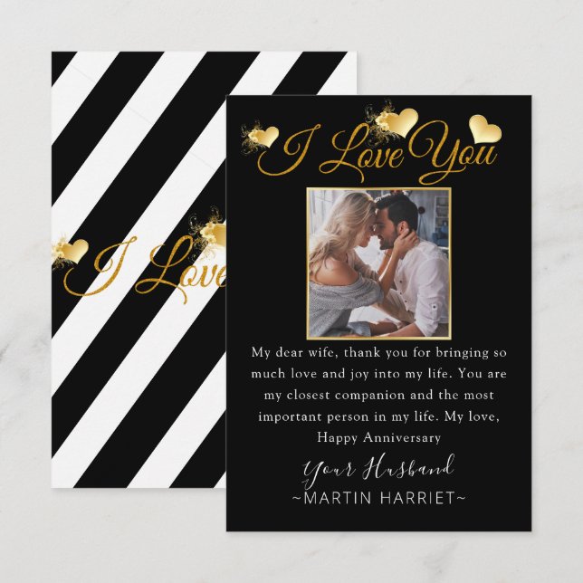 Minimal Photo I Love You Anniversary Card For Wife (Front/Back)