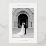 Minimal Photo Modern Christmas Foil Holiday Card<br><div class="desc">Modern Christmas card featuring a simple and minimal design with "merry christmas" above your photo and your names below.</div>