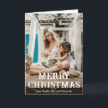 Minimal Photo Modern Christmas Holiday Card<br><div class="desc">Modern Christmas card featuring a simple and minimal design with "Merry Christmas" in a fun and bold typography over your favourite photo.  The inside has a second picture along with your personalized message in black and white.</div>