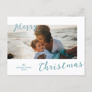Minimal Photo Modern Christmas Holiday Postcard