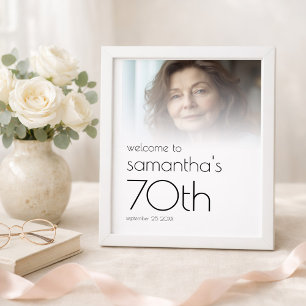 Minimal Photo Overlay Welcome 70th Birthday Party Poster