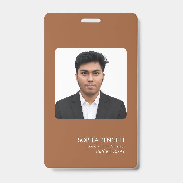 Minimal Photo Professional Identity Design Badge (Front)