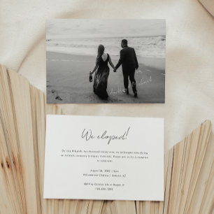 Minimal Photo Script Wedding Elopement & Reception Invitation