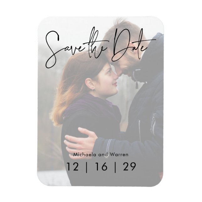 Minimal Photo Wedding Save the Date Postcard Magnet (Vertical)