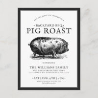 Minimal Pig Roast BBQ Party Custom Invitation