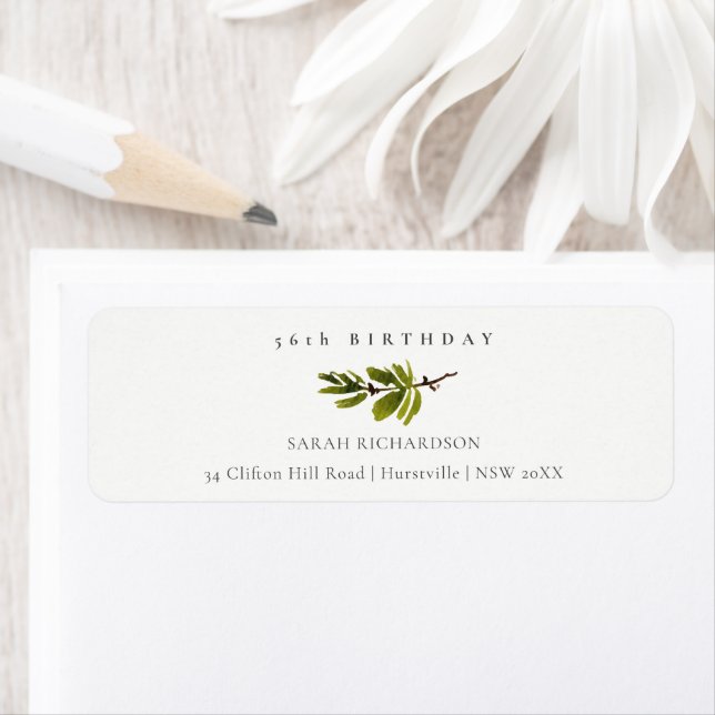 Minimal Pine Branch Any Age Birthday Address (Insitu)