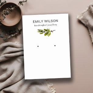 Minimal Pine Branch Foliage Stud Earring Display B Business Card