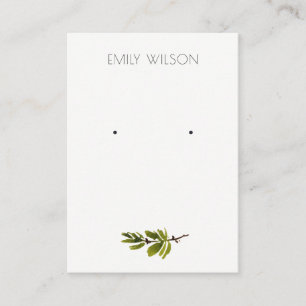 Minimal Pine Branch Foliage Stud Earring Display  Business Card