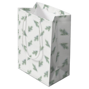 Minimal Pine Corporate Christmas Pattern Medium Gift Bag