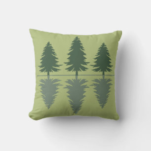 Minimal pine trees reflection forest throw pillow