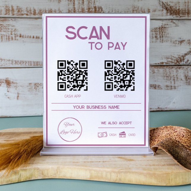 Minimal pink 2 QR codes business scan to pay  Poster (Creator Uploaded)