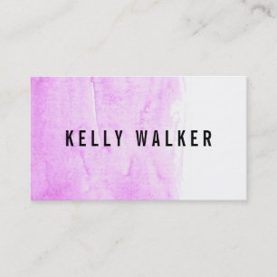 Minimal pink and black watercolor business card