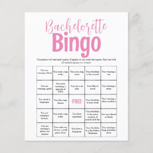 Minimal Pink  Bachelorette Bingo Game