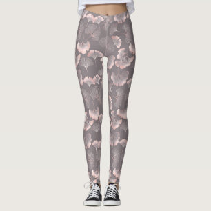 Minimal Pink Botanical Pattern Leggings