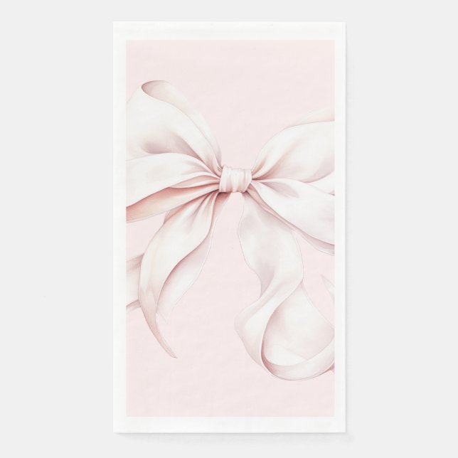 Minimal Pink Bow Paper Napkin (Front)