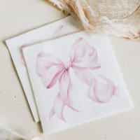 Minimal Pink Bow Paper Napkin