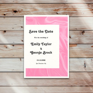 Minimal Pink Calligraphy Artistic Abstract Wedding Save The Date