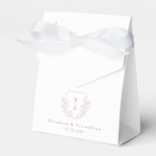 Minimal Pink Cherry Blossom Monogram Crest  Favor Box