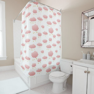 Minimal Pink Clouds Golden Stars Girl's Nursery