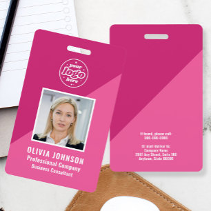 Minimal Pink Company Photo ID Badge