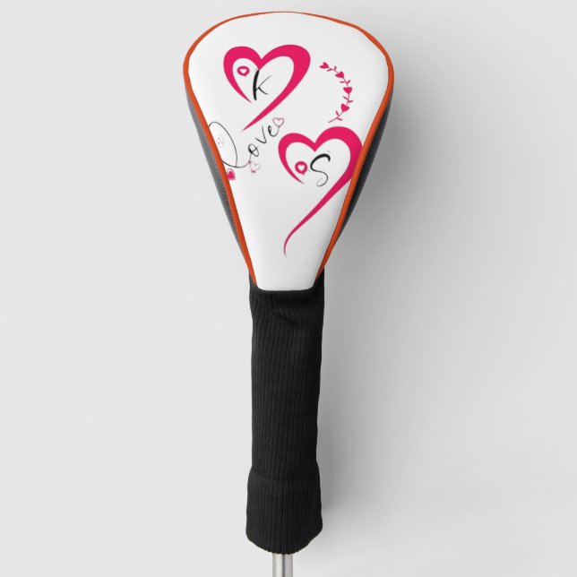 Minimal Pink Heart Love Golf Head Cover (Front)