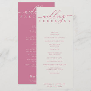 Minimal pink ivory Script Wedding Ceremony Program