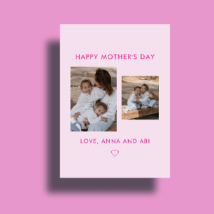 Minimal Pink Photo Collage Custom Mother's Day Card