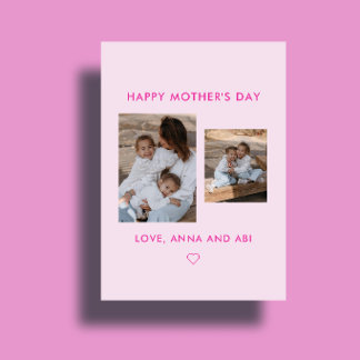 Minimal Pink Photo Collage Custom Mother's Day Card