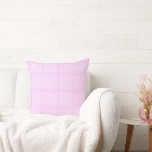 Minimal Pink Plaid On Pink Throw Pillow