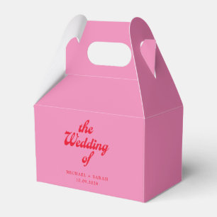 Minimal Pink Red Retro Wedding Favor Box