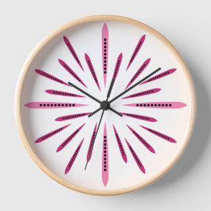 Minimal Pink Retro Inspired Starburst Clock