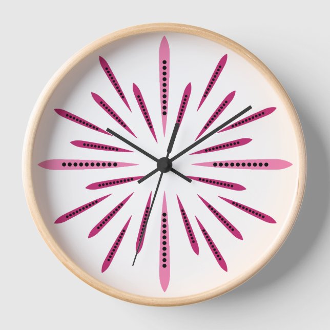 Minimal Pink Retro Inspired Starburst Clock (Front)