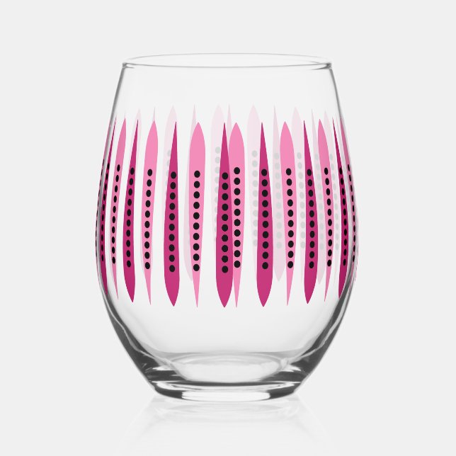 Minimal Pink Retro Inspired Stemless Wine Glass (Front)