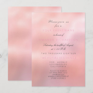 Minimal Pink Rose Glitter Elegant Bridal Princess Invitation