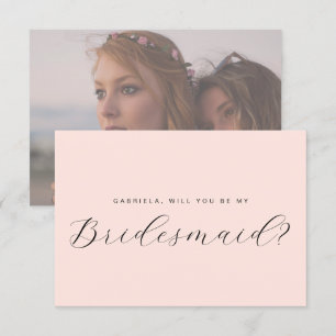 Minimal pink will you be my bridesmaid proposal invitation