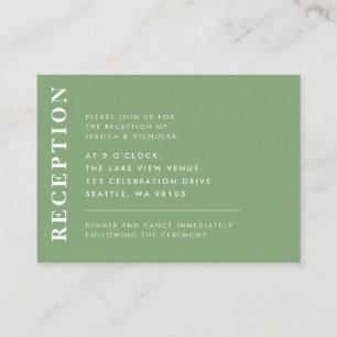 Minimal Pistachio Modern Wedding Reception Enclosure Card