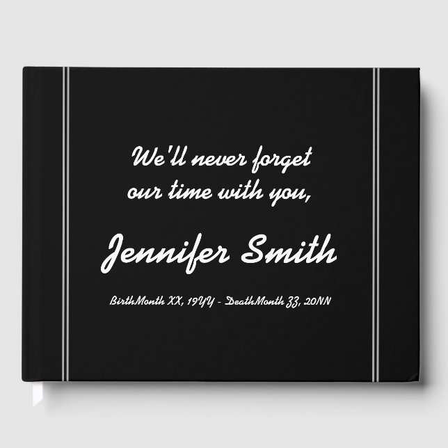 Minimal, Plain Funeral Guest Book (Front)
