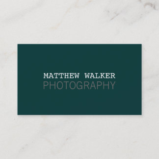 MINIMAL plain modern smart dark teal green grey Business Card