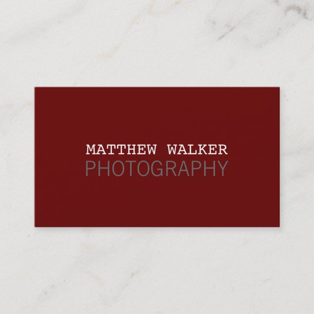 MINIMAL plain modern smart maroon burgundy grey Business Card (Front)
