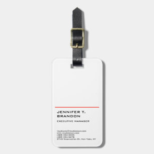 Minimal Plain Red Line White Modern Professional Luggage Tag