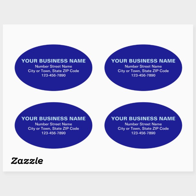 Minimal Plain Texts Business Brand on Blue Oval Sticker (Sheet)
