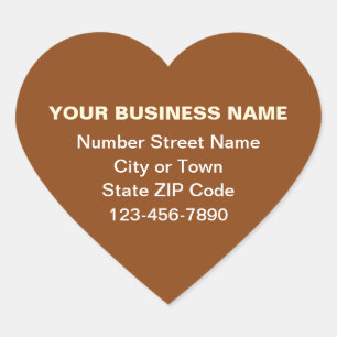 Minimal Plain Texts Business Brand on Brown Heart Sticker