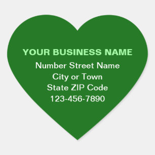 Minimal Plain Texts Business Brand on Green Heart Sticker