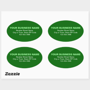 Minimal Plain Texts Business Brand on Green Oval Sticker