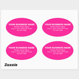 Minimal Plain Texts Business Brand on Pink Oval Sticker