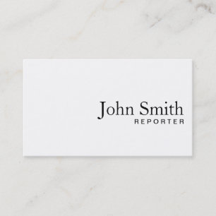 Minimal Plain White Reporter Business Card