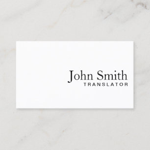 Minimal Plain White Translator Business Card