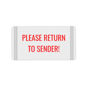 Minimal "PLEASE RETURN TO SENDER!" Label